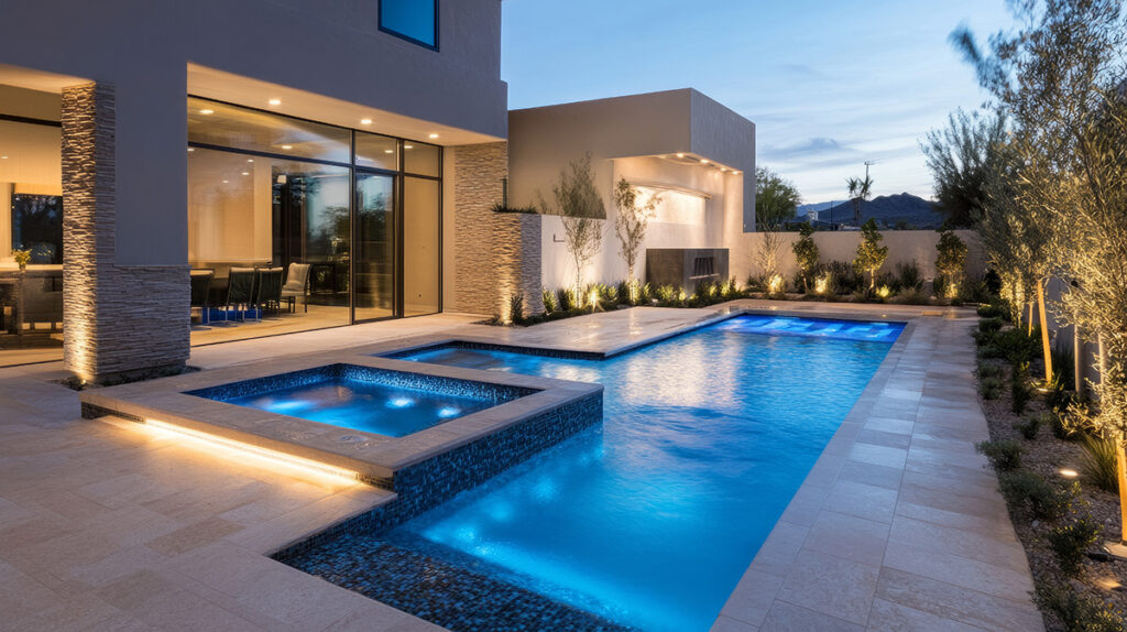 High-end villa swimming pool with advanced filtration system