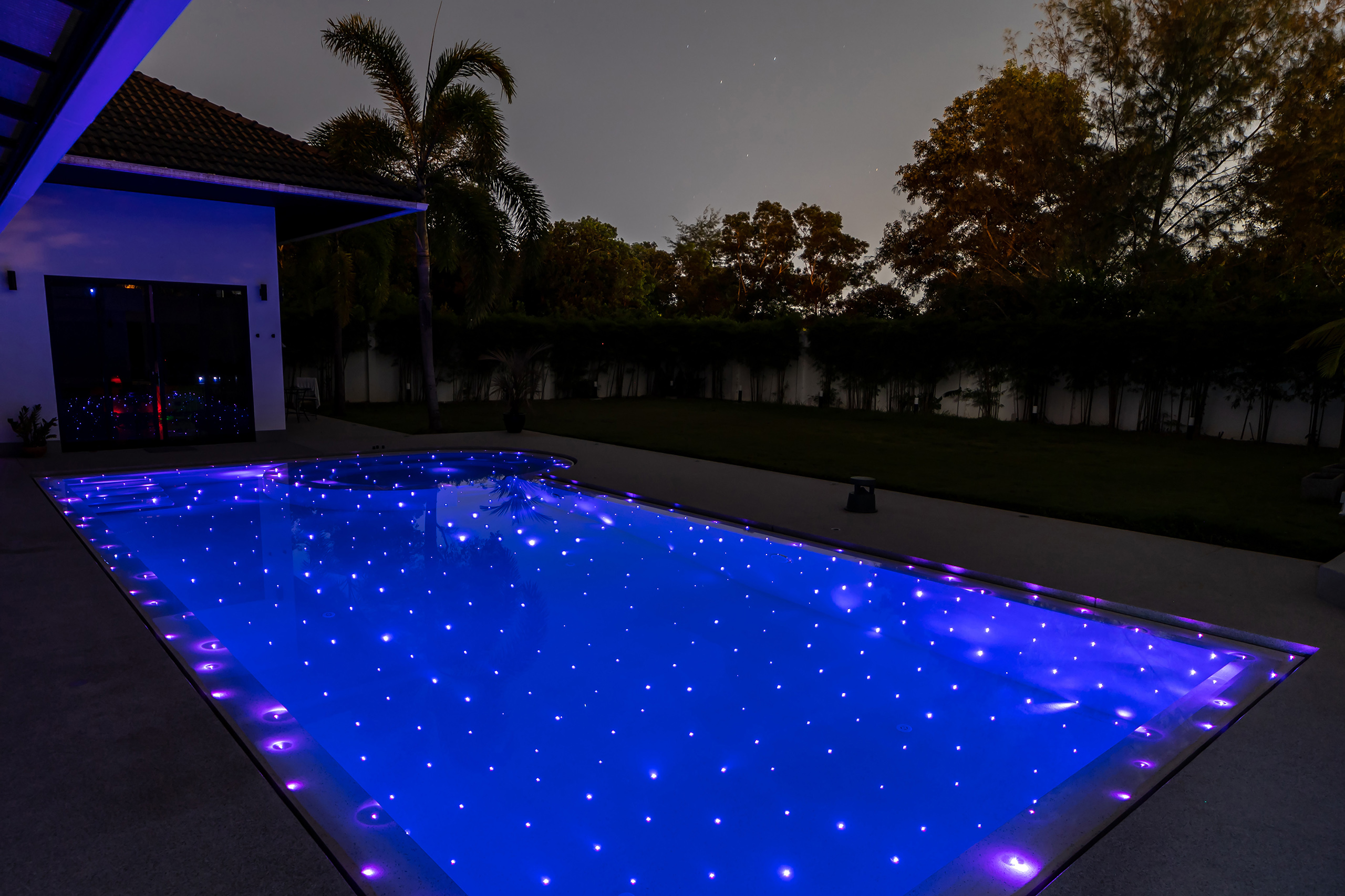 Luxury pool with underwater lighting and starry night effect