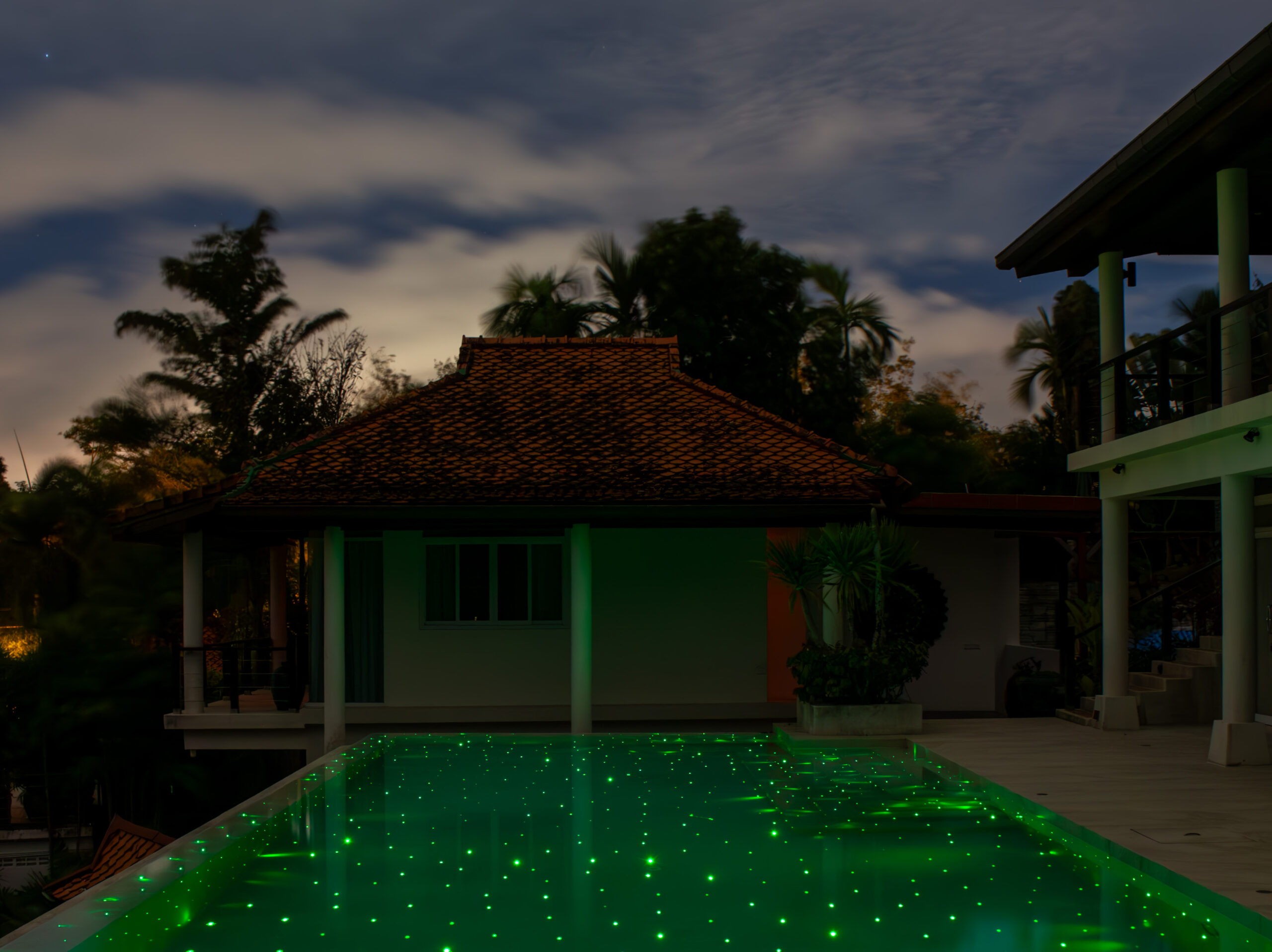Luxury pool with underwater lighting and starry night effect