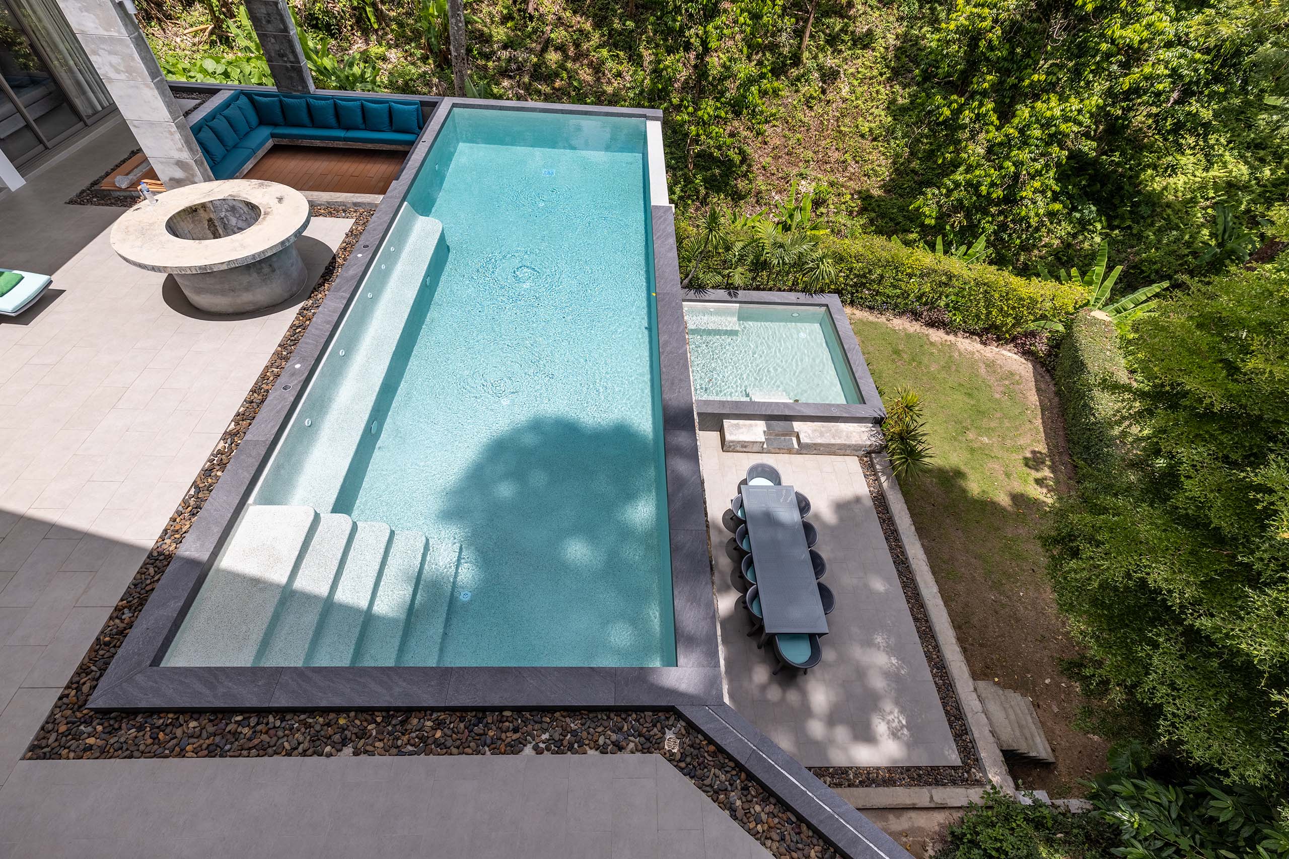 High-end villa swimming pool with advanced filtration system