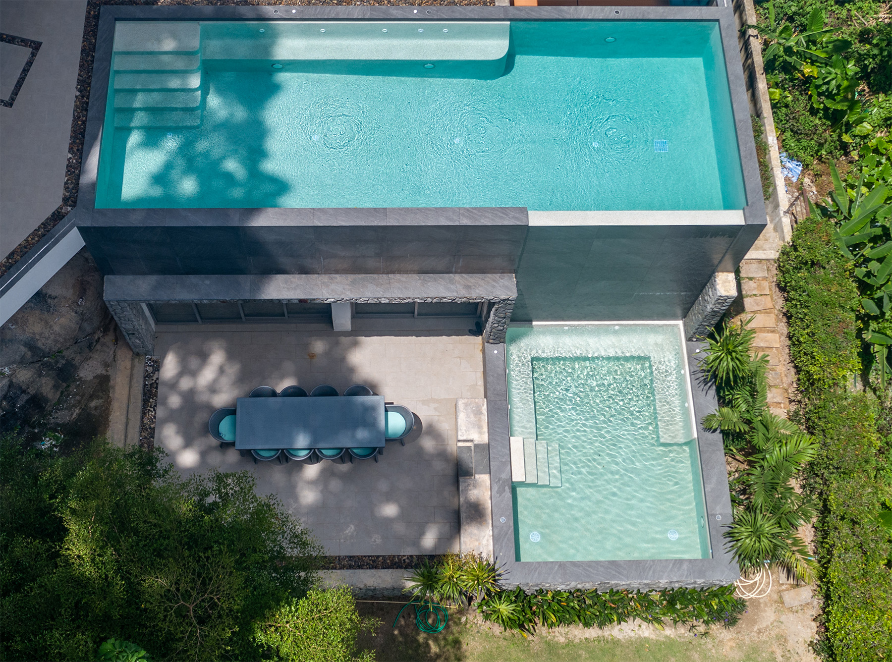 High-end villa swimming pool with advanced filtration system