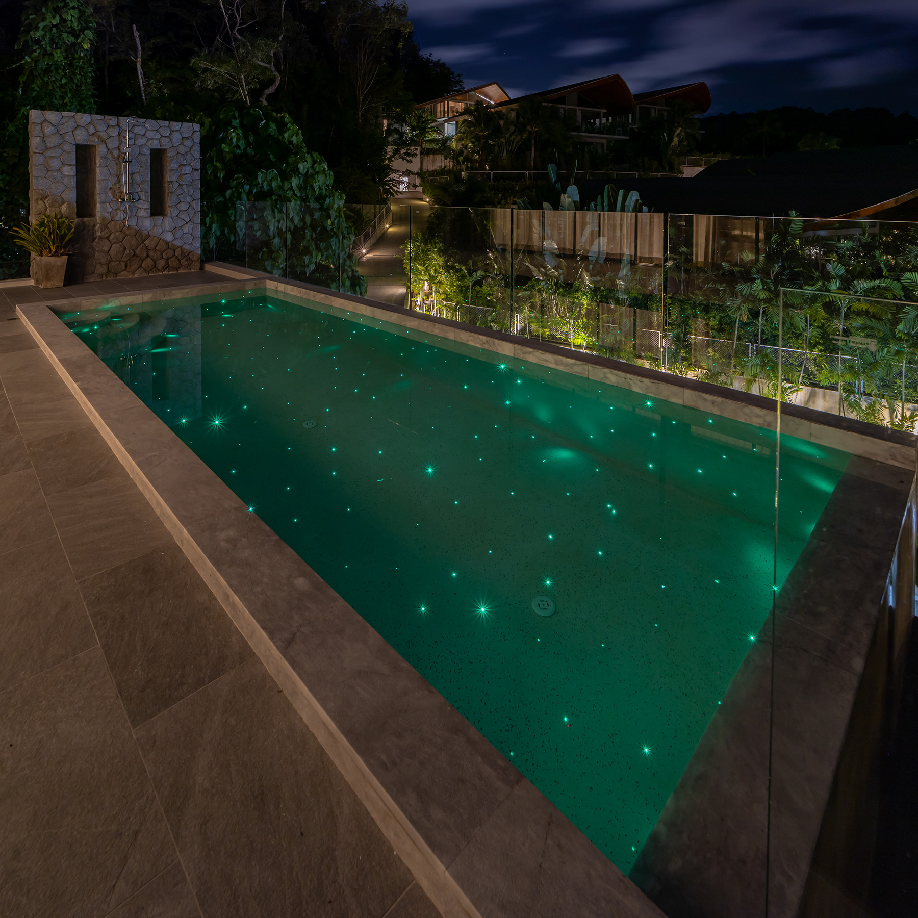 Luxury pool with underwater lighting and starry night effect