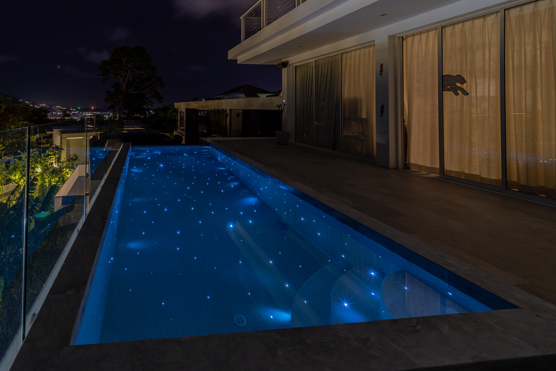 Luxury pool with underwater lighting and starry night effect