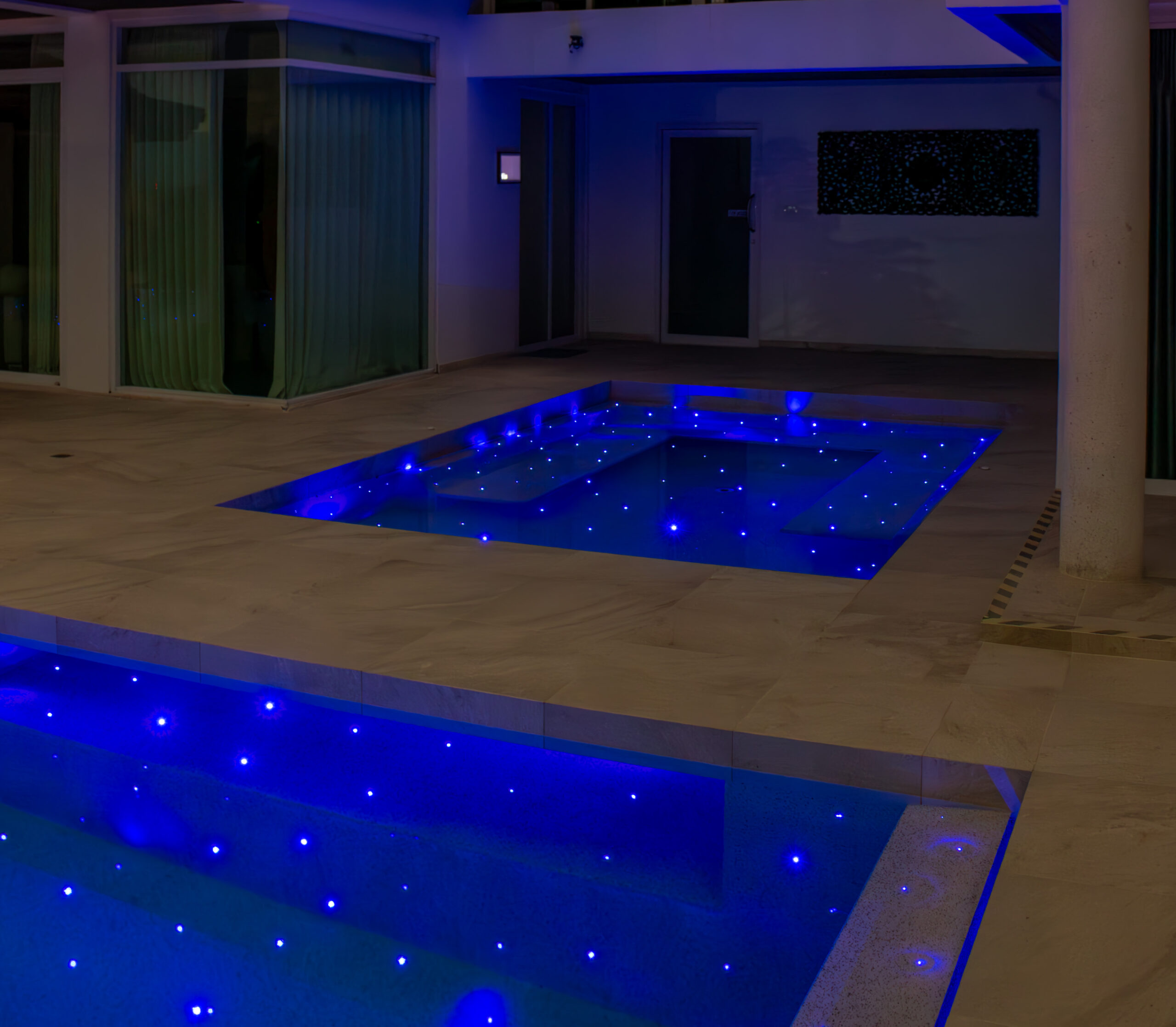 Luxury pool with underwater lighting and starry night effect