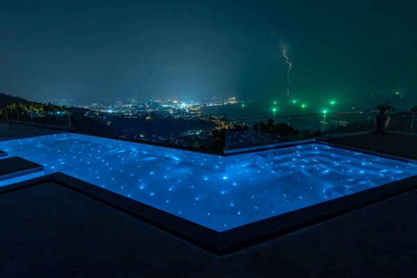 Luxury swimming pool with fiber optic lighting at Phuket resort